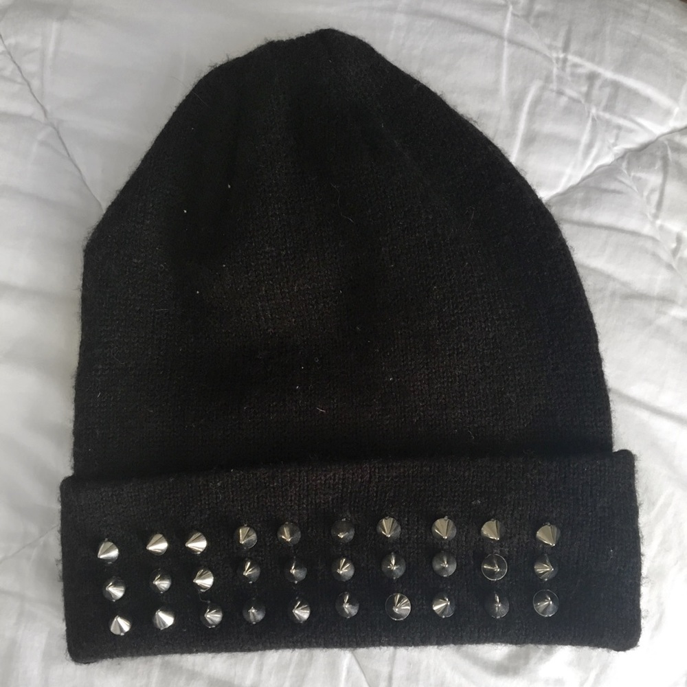 Studded black beanie